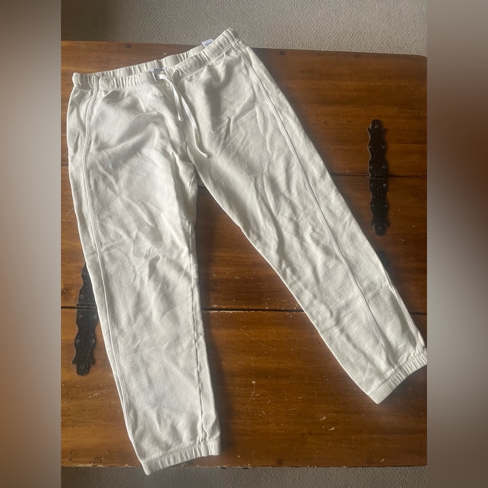 James Perse Pants Sweatpants Drawstring Elastic Ivory Cream Off-white Size 2 Med